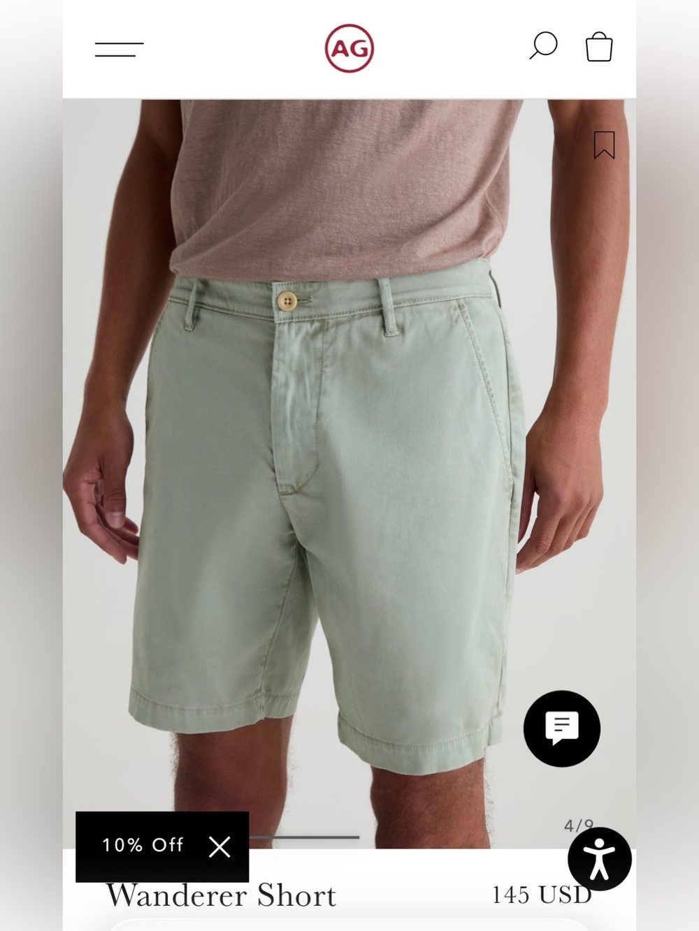 Ag Adriano Goldschmied Wanderer Short in Sage Green Size 40